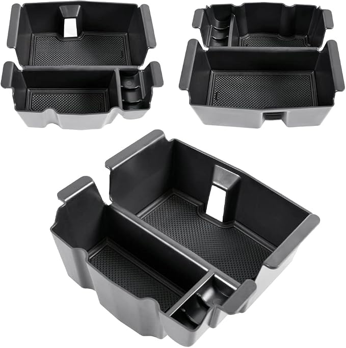 Center Console Organizer Compatible with Jeep Wrangler JL & JLU 2018 2019-2024 2025 2026 Accessories, Gladiator JT Truck 2020 2021 2022 2023-2026 Insert Tray Armrest Storage Box, Black