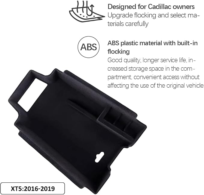 for XT5 Armrest Storage Tray Compatible with Cadillac XT5 Accessories 2019 2018 2017 2016 Flocking Interior Armrest Insert Tray xt5 Center Console Organizer