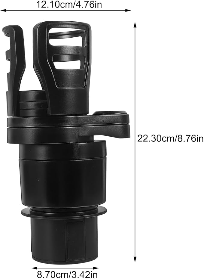 Cabilock Dual Car Cup Holder Expander, Adjustable Multifunctional Vehicle Water Bottle Holder with 360° Rotating Base, Large Expandable Organizer Extender for Auto Mugs