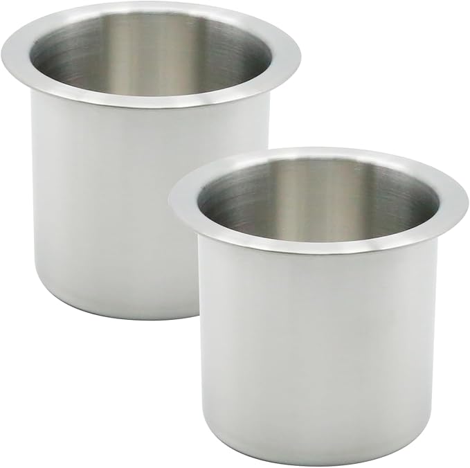 Anxingo 2 Pcs Stainless Steel Cup Holder, Silver Poker Table Drink Holder, Drop-in Cup Drink Holder for Yacht Boats RV Cars and Trucks