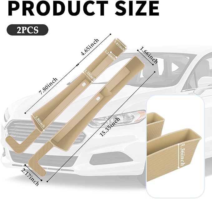 Stacool 2PCS New Car Seat Gap Filler with 2 Storage Areas,Stylish Car Seat Gap Storage for Stabilizing Phone,Keys Wallet,Universal Car Seat Gap Filler Organizer (Carbon Beige)
