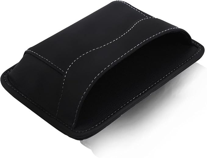 Black Car Seat Side Pocket Organizer - Change Holder, Pouch, Leather Cell Phone Sunglasses Holder, Seat Gap Filler Accessories Organizer