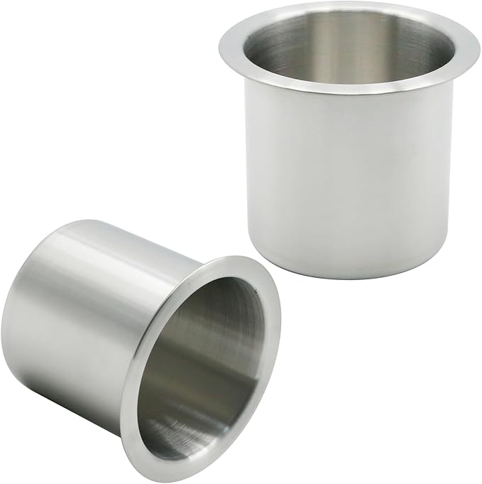 Anxingo 2 Pcs Stainless Steel Cup Holder, Silver Poker Table Drink Holder, Drop-in Cup Drink Holder for Yacht Boats RV Cars and Trucks