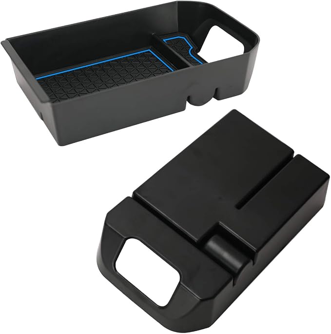 D-Lumina RAV-4 Center Console Organizer - Compatible with 2019 2020 2021 2022 2023 2024 2025 Toyota RAV4 - Armrest Secondary Storage Tray, w/Blue Anti-Dust Mats