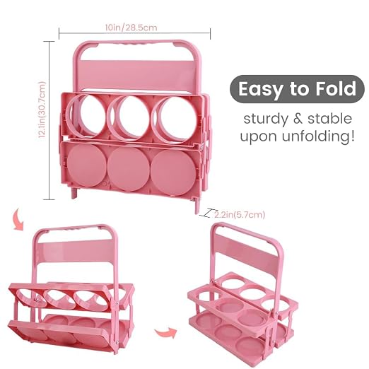 Bodaon Drink Holder Cup Carriers,Delivery Holder for Drinks, (Pink,6-Cup)