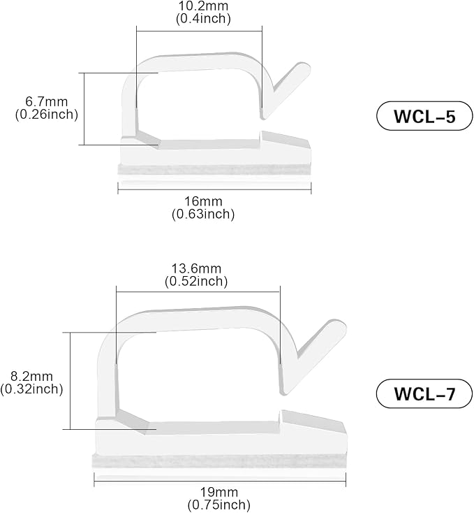 XHF 3/4” Adhesive Cable Wire Clips White 60PCS, Cable Staples Outdoor Cable Management Wire Organizer Cord Holder for Under Desk, Car, Wall, TV PC Ethernet Cable