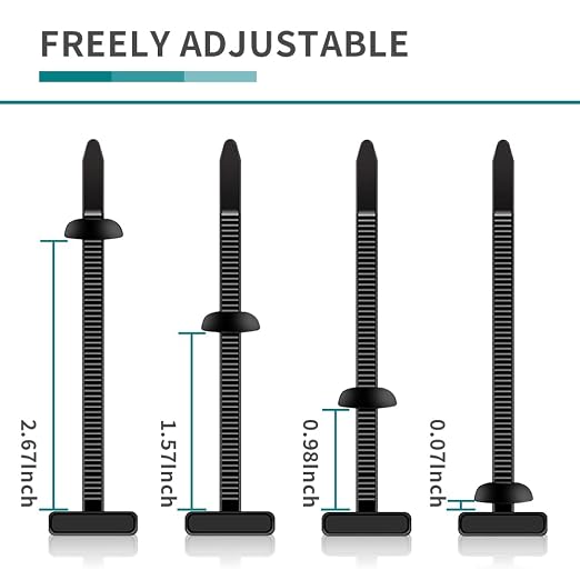 Nylon Universal Cable Tie Buckle, Zipper Clips for Cars, T Style Zip Ties Button Fixion Tools, Automotive Plastic Rivet Push Pin, Auto Body Parts Trim, Bumper Retainer Fender Liner (Black 200PCS)
