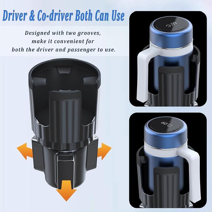 Cup Holder Expander with Phone Mount, Adjustable Cup Holder Cell Phone Car Mount for 16-40oz Tumbler Cup,Cupholder Extender Holder Stanley Cup Car Accessories