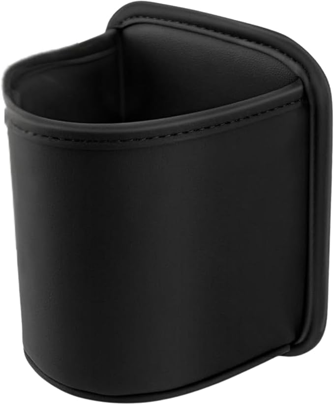 Large PU Leather Car Door Cup Holder Clip On or Hook Style Drink Holder Seat Side Hanging Storage Pocket for Water Bottle Coffee Cup Rear Back Seat Organizer (Clip, Black)