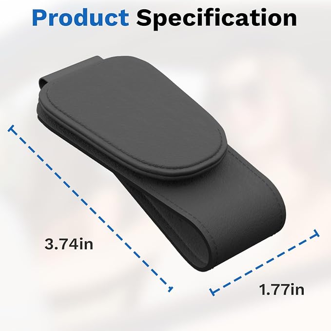 BFXM Sunglass Holder for Car, Car Accessories Interior, Leather Clip Magnetic Car Sunglass Holder, Cars Sun Visor Ticket Card Clip, Universal Truck Accessories (Black)