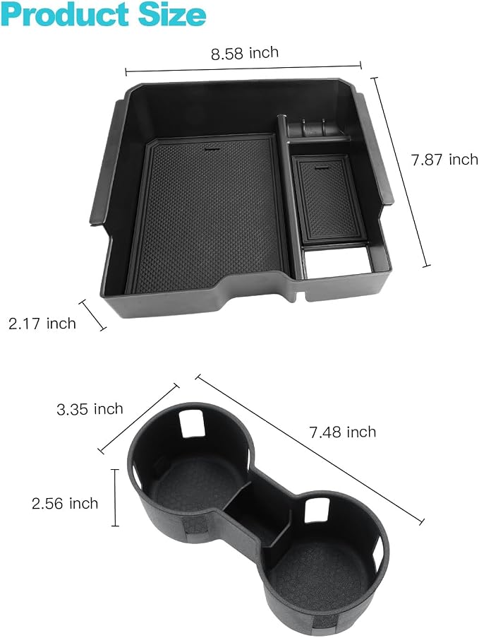 CDEFG 2Pcs for 2026 Ford Ranger Center Console Organizer for 2026 Ford Ranger (Raptor/Lariat/XLT/XL) Accessories Middle Console Tray Armrest Storage Box Cup Holder