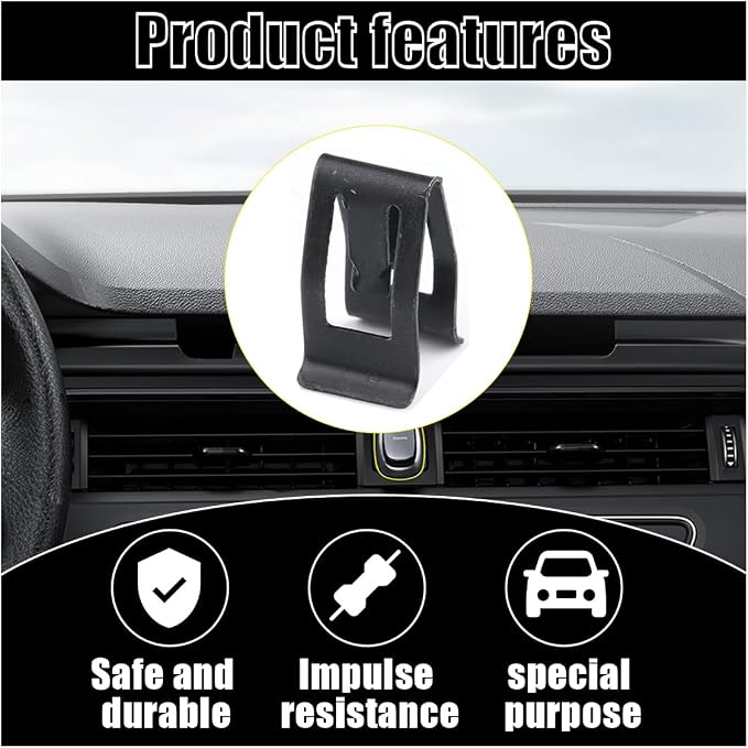20PCS Car Metal Retainer Clips, Front Console Dashboard Metal Retainer, Car Console Trim Retainer Clip, Automotive Universal Dashboard Retainer Replacement Interior Accessories (Black)