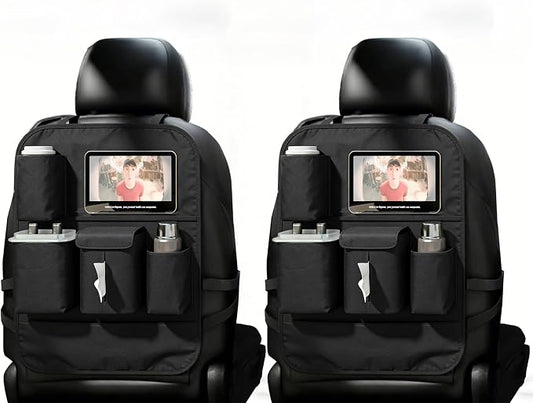 XDV Car Seat Organizers,Multi-functional Back Seat Protectors, Storage Pouches, Child kicking prevention and Tray Holders Kick Mats Back (for Cars, Kids,and Rear Seats) (Black, 2 Pack)