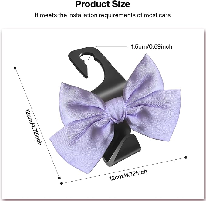 2 Pack Car Seat Headrest Hook, Auto Seat Hook Hangers Storage Organizer Interior Accessories for Handbag Clothes Coats Grocery Bags (Light purple)
