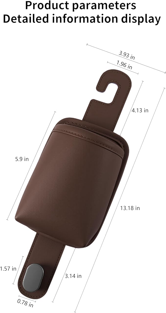 2-Pack Car Seat Back Cup Holder Organizer, Brown | Faux Leather, With Hooks, Universal Backseat Storage, For Drinks, Bottles & Travel Accessories