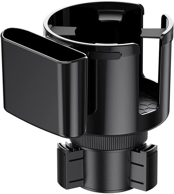 2-in-1 Car Cup Holder Expander with Phone Holder, 2.6“-3.93” Vehicle Cupholder Extender Adapter with Adjustable Base, Universal Multifunctional Auto Insert Drink Holder Expander