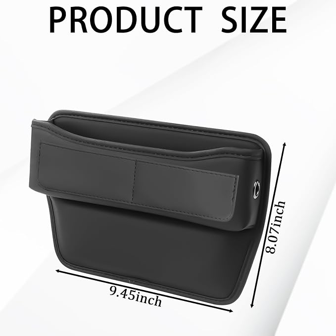 msyuusr Car Seat Gap Filler Organizer, Front Seat Leather Storage Box, Car Organizers and Storage, Car Accessories for Women Men, Car Seat Gap for storage Phones, Glasses, Keys, Cards (Black)