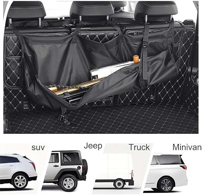 Car Trunk Organizer, Backseat Hanging Large Storage Bag with Adjustable Straps, Wear-Resistant Car Organizers and Storage, Trunk Organizer for SUV, Van, Jeep