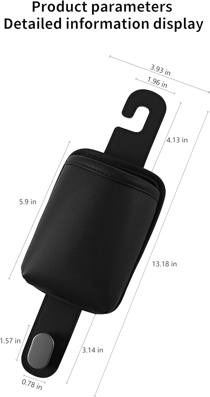 2-Pack Car Seat Back Cup Holder Organizer, Black | Faux Leather, With Hooks, Universal Backseat Storage, For Drinks, Bottles & Travel Accessories
