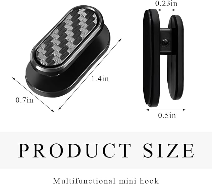 Wevdn 4 PCS Car Mini Hook, Fashion Multifunctional Wall Hanging Hooks, Durable Strong Self-Adhesive Backseat Hangers, Vehicle Hook Stickers for Keys USB Mask Earphone Cable (Carbon Fiber)