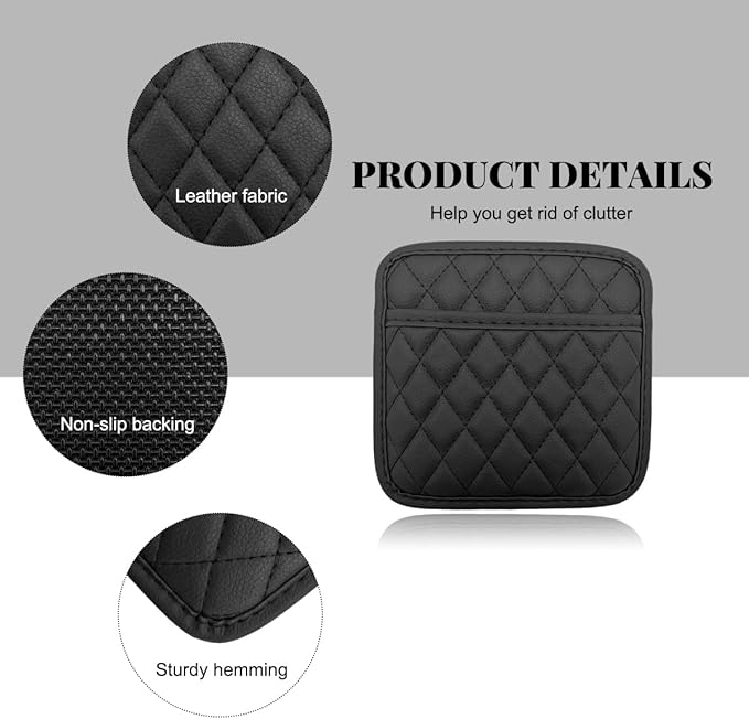 2 PCS Car Side Pocket Organizer, Leather Adhesive Auto Side Seat Back Storage Pocket, Waterproof Phone Document Sunglasses Holder Vehicle Gap Filler Pouch, Car Accessories (Medium)