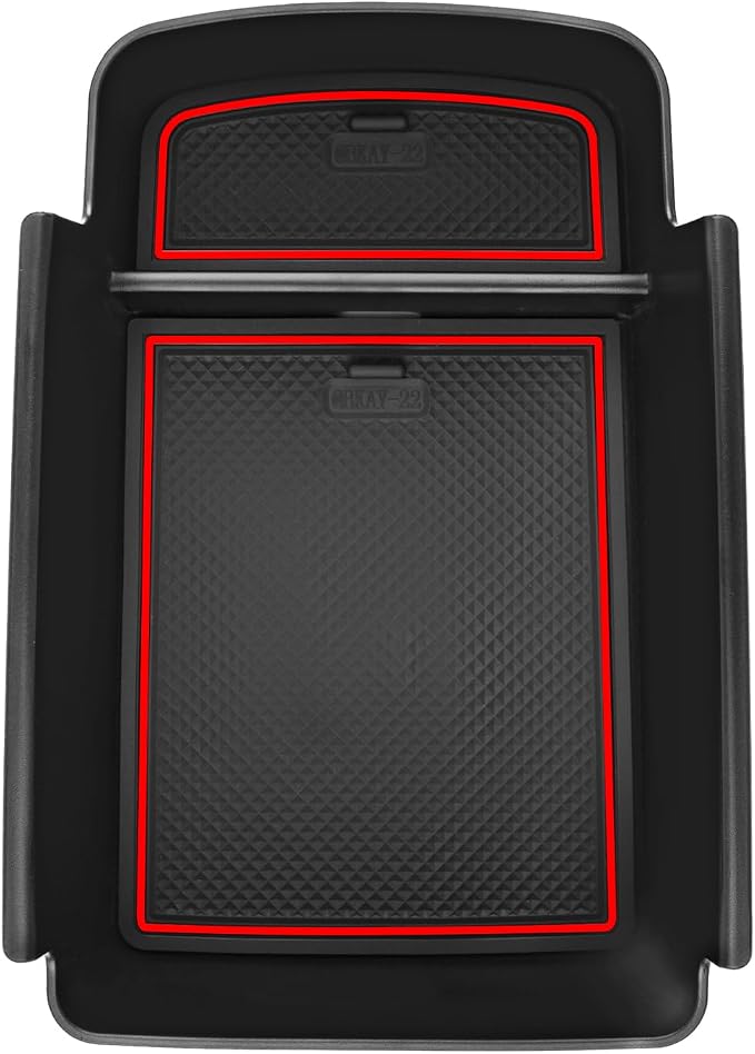 SKTU for 2024 2025 2026 Chevrolet Trax Center Console Organizer 2024 2025 2026 Chevy Trax Console Tray Trax Armrest Storage Box 2024 2025 2026 Chevy Trax Accessories with Sunglasses Holder (Red)