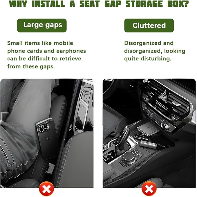 2PCS Car Seat Gap Filler Organizer, Seat Side Gap Organizer for Phone Keys Cards, Multifunctional Automotive Interior Storage Accessories, Universal for SUV Truck Sedan (Dark Brown)