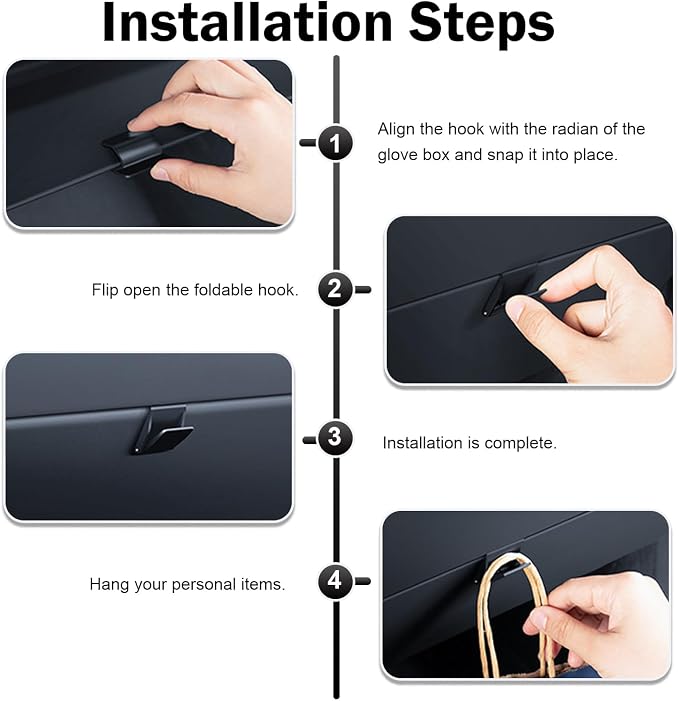 2 PCS Car Glove Box Hooks, Clip-on Design Passenger Seat Storage Hanger, Sturdy Car Interior Travel Storage Organizer for Bag, Umbrella, Compatible with Model Y/3 2025-2026 (Black)