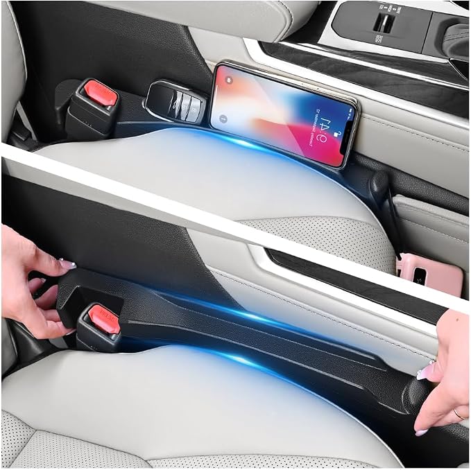 Turcee 2PCS Car Seat Gap Filler Organizer with Storage Slot & Hook,Car Seat Gap Filler Strip for Filling Gaps,Universal & Double-Sided Use Cars Seats Gaps Plug Cars Interior Accessories