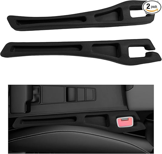 2 PCS Car Seat Gap Filler Organizer, No Drop Vehicle Seam Plug Organizer with Storage Slot, Multifunctional Console Side Gap Filler for Most Vehicles, Car Accessories (Black)