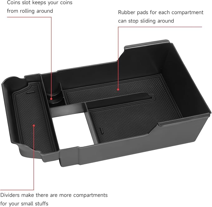 Center Console Organizer Tray Compatible with Mazda 2020-2026 CX-30 CX30 Accessories Armrest Storage Box ABS Console Insert Tray Container (Black Mat)