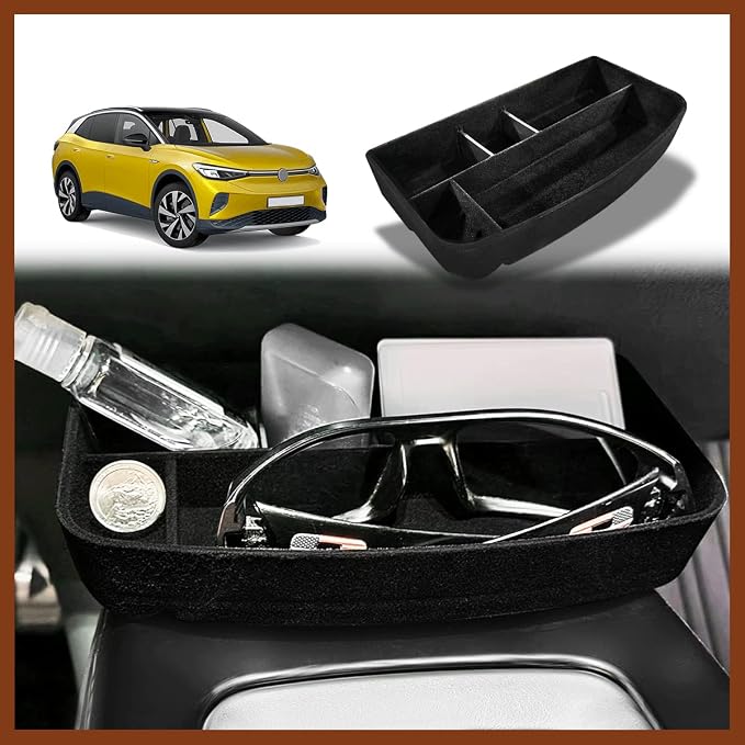 Muslogy for VW ID.4 Sunglasses Tray Console Card Slot Organizer Storage Flocked Interior Accessories Compatible with VW Volkswagen ID4 2021 2022 (2021-2022 Card Slot Organizer) Does Not Fit 2023+