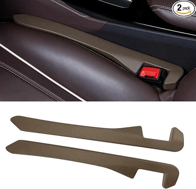 2PCS Car Seat Gap Filler, Soft Foam Leather Seat Side Gap Filler Plug, Fill The Gap Between Seat and Console, Stop Things from Dropping, Universal Interior Car Accessories (Brown)