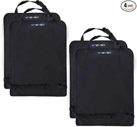 Enovoe Car Seat Protectors for Kids - 4 Pack Premium Quality Car Seat Cover Back Seat Offers Waterproof Protection from Mud and Scratches - 18" x 24" with Adjustable Straps and Games for Kids