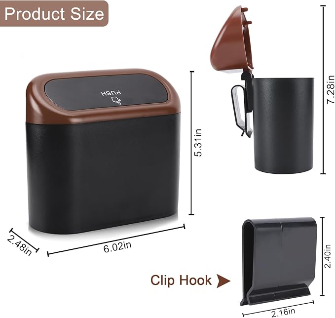 Accmor Car Trash Can with Lid, Leakproof Vehicle Trash Bin Auto Dustbin Organizer, Waterproof Mini Garbage Bin Trash Container with Garbage Bag for Automotive Car, Home, Office, Kitchen