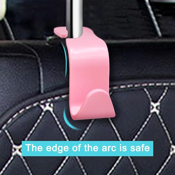 8 pcs Pink Car Seat Accessories Set, 4 Car Seat Hooks and 4 Cup Coasters, Passenger Princess Car Accessories, Pink Accessories, for Car Interiors, Coasters and Seat Hooks