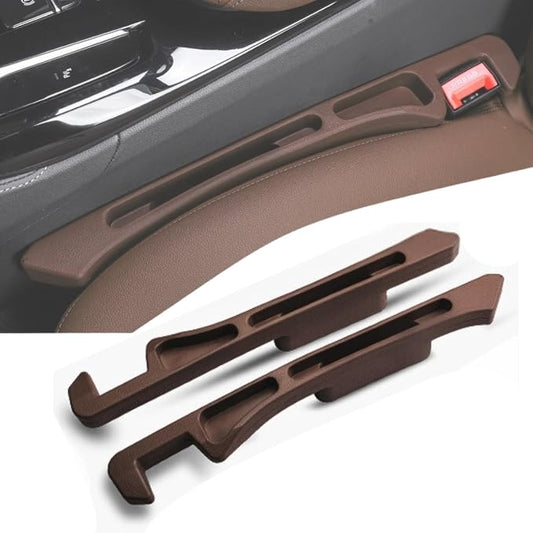 Saddle Brown Luxury Car Seat Gap Filler Organizer — 2Pcs Premium Side Seat Gap Filler with Storage Slot,Espresso Brown Interior Decor for Tan & Beige Seats,Professional Crevice Blocker for SUV & Truck