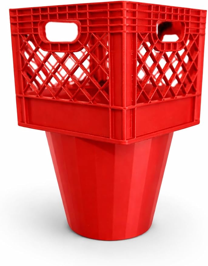 Half Gallon Car Cup Holder Expander,Classic Milk Crate Style Adapter for Square Cartons, Milk Carton Cup Holder Secure Anti-Spill Insert for Juice,Heavy Duty Interior Organizer for SUV&Trucks (red)
