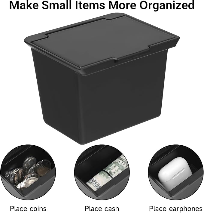 Center Console Coin Box Organizer Compatible with Toyota 2016-2020 2021 2022 2023 Tacoma Accessories ABS Material Insert Cup Holder Storage Box