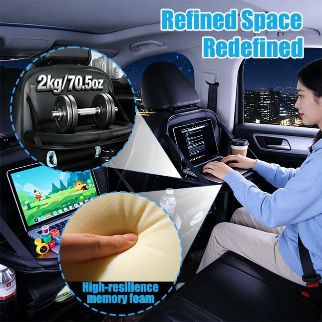 YiYang Car Back Seat Organizer with Foldable Tray, Multi-Pocket Storage, Tablet Holder, Cup Holders (2, Black)
