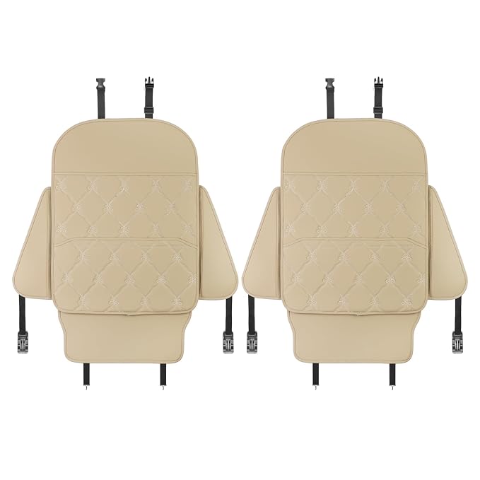 TAIKOO Seat Back Protector w/Dual Pockets,Guards Seats from Kicks & Scuffs | Keeps seat backs looking new for a long time. Easy to install and clean. 2-piece set, size: 30in × 18in × 0.2in