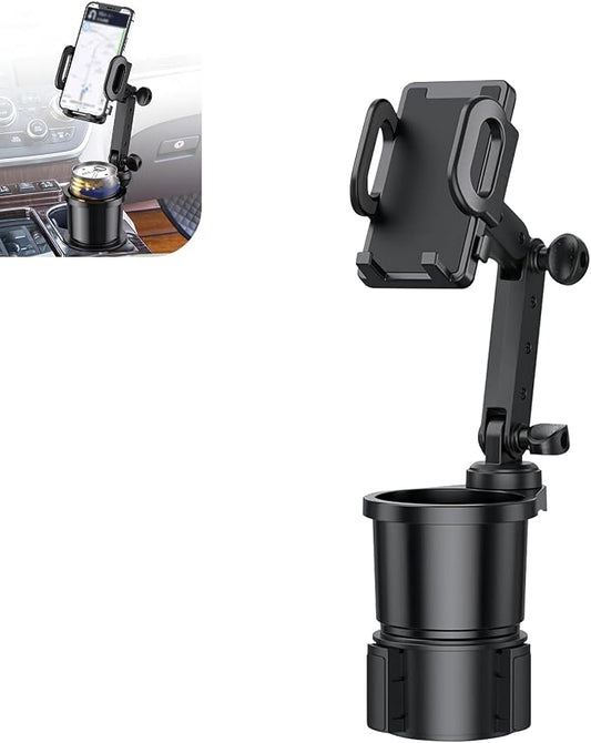 Car Cup Holder Mobile Phone Mount, Two-in-one Multi-Function Beverage Can Rack, 360 Degree Rotatable and Adjustable Navigation Bracket, for Most Cars Cup Holder Expander (Black)