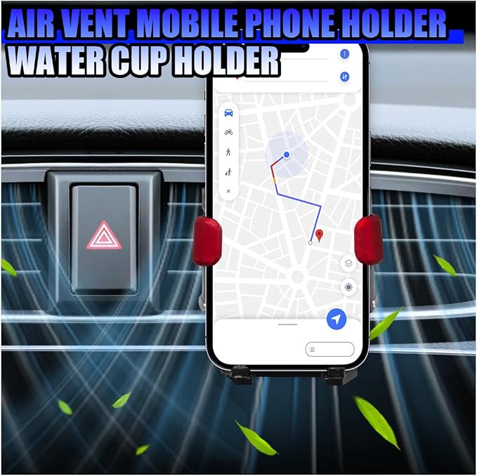 Car Air Vent Cup Holder, 2-in-1 Adjustable Cup & Phone Mount for Vehicle, Multifunctional Cars Ashtray Holders, Universal Auto Drink Bracket for Water Bottle (Red)