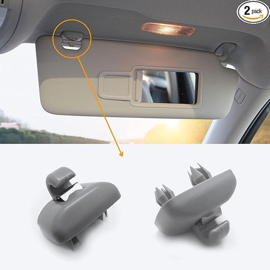 2PCS Inner Sun Visor Clips, Upgraded Car Visor Holder Hook - Compatible with Audi A1 A3 A4 A5 Q3 Q5 S3 S4 S5 TT, OEM: 8U0857562A (Gray)