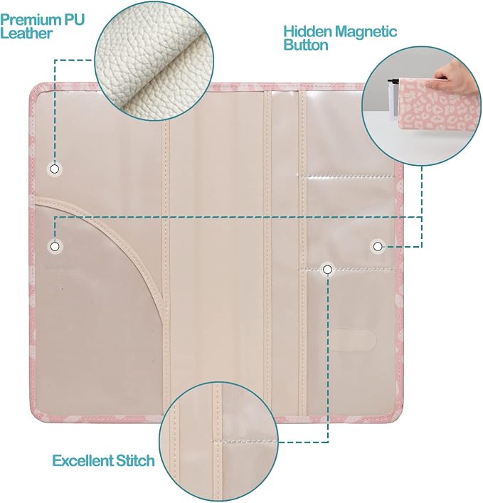 Car Registration and Insurance Holder, Insurance Card Holder, Car Registration Holder, Leopard Cover with Magnetic Shut