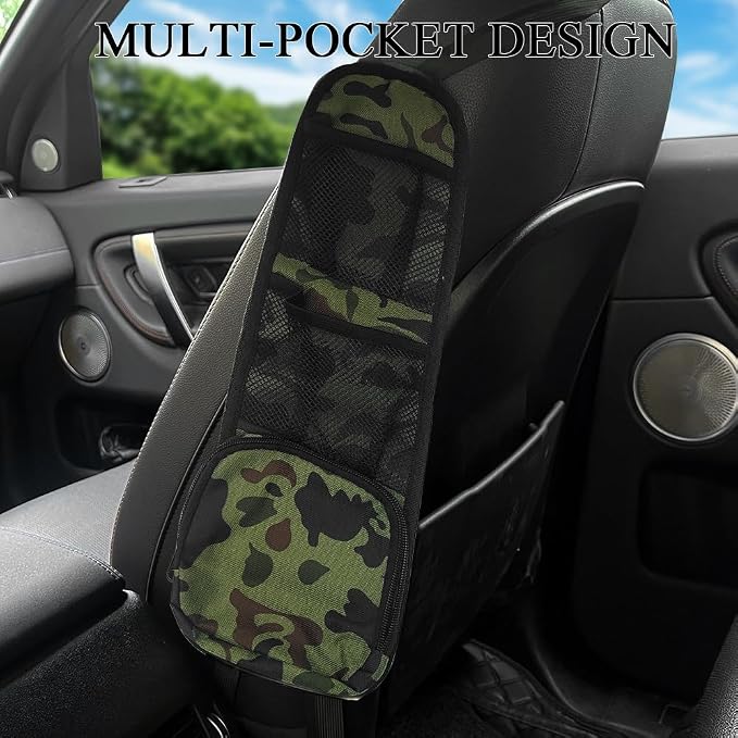 Car Seat Side Organizer, Seat Side Storage Pocket, Multifunctional Mesh Net Pocket, Car Multi-Pockets Backseat Organizer Side Hanging Bag for Storage Coins, Cell Phones, Glasses (Green, 1PCS)