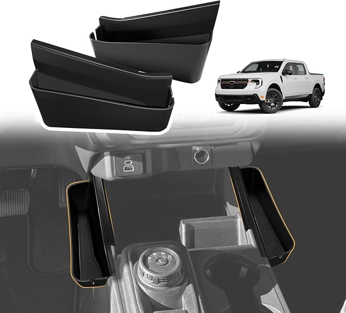 Muslogy for 2022 2023 2024 2025 2026 Maverick Center Console Shifter Storage Box ABS Material Console Side Organizer Left & Right 2PCS Set Compatible with Ford Maverick 2022-2026