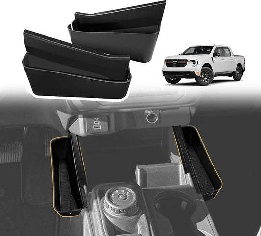 Muslogy for 2022 2023 2024 2025 2026 Maverick Center Console Shifter Storage Box ABS Material Console Side Organizer Left & Right 2PCS Set Compatible with Ford Maverick 2022-2026