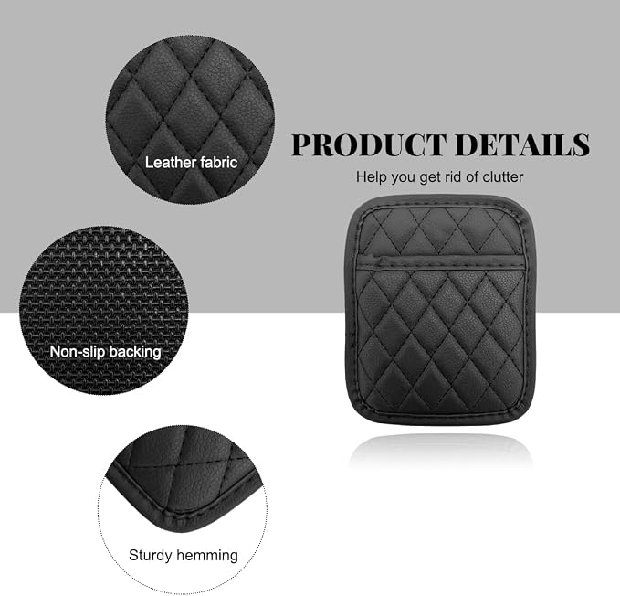 2 PCS Car Side Pocket Organizer, Leather Adhesive Auto Side Seat Back Storage Pocket, Waterproof Phone Document Sunglasses Holder Vehicle Gap Filler Pouch, Car Accessories (Small)