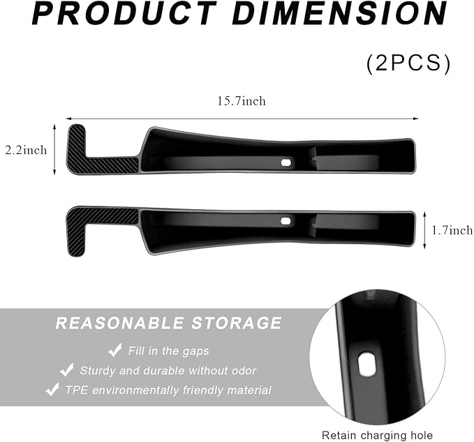 2PCS Car Seat Gap Filler Organizer, Multifunctional Seat Side Gap Filler with Phone Holder, Auto Crevice Blocker Between Seats for Prevent Essential Items from Falling (Black)